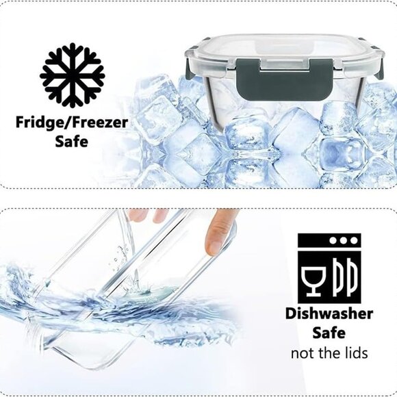 NEW  24pc Airtight Glass Storage Containers with lids, Glass Bowls Set - Picture 6 of 8